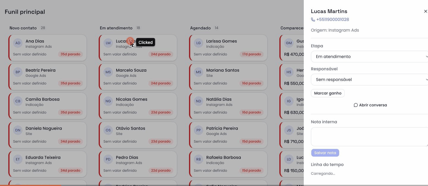 Demonstração do SmartCRM em uso
